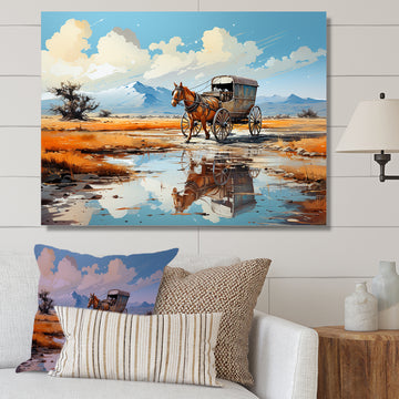 Old Western Wagon In Nevada I - Old American Cart Canvas Wall Art